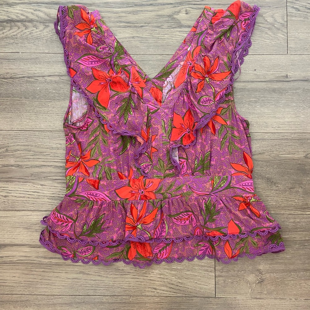 Floral Purple and Red Women's Top